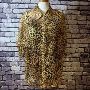 Resume' Animal Print Sheer Blouse W/ Blk Tank